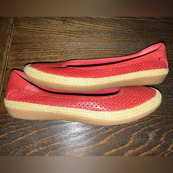 Clarks Women's Danelly Adira Summer ballerina Ballet Flat, Red Leather size 6.5 - Picture 5 of 9